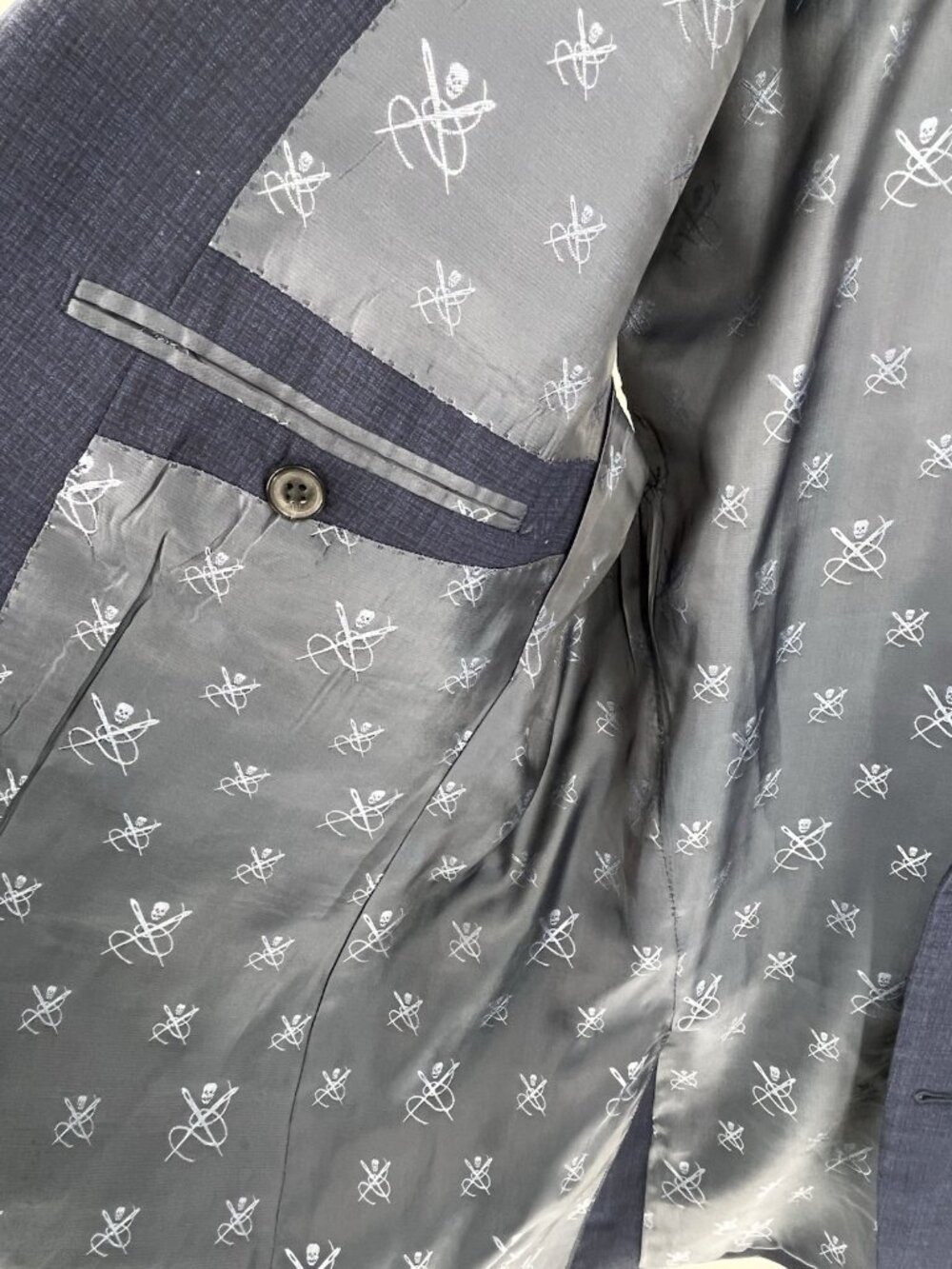 JOHN VARVATOS Men's Navy Signature Tailored Bleecker Wool Blazer 44R - Picture 3 of 7